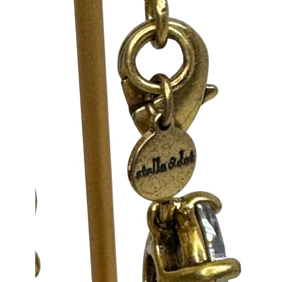 Stella & Dot Gold Tone Clear Crystal Statement Bracelet Vintage Style 8.25in - Picture 4 of 6